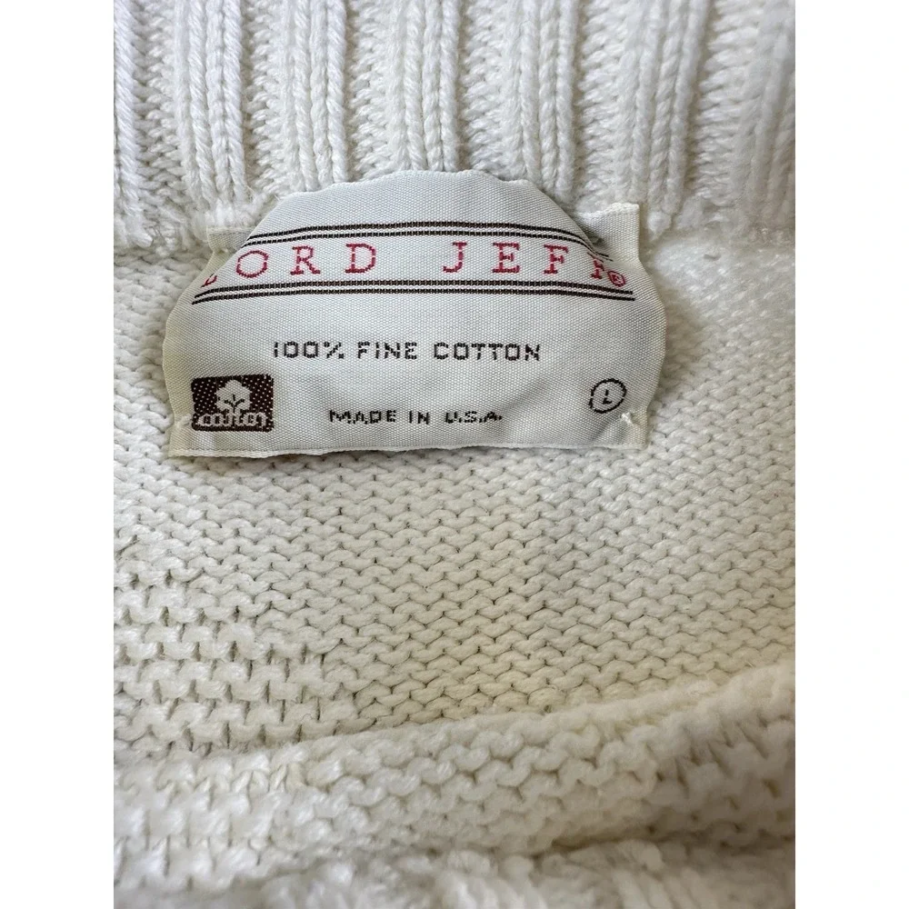 Vtg Lord Jeff 3D Coors Light‎ Silver Bullet Cream Knit Sweater Mens L Grandpa